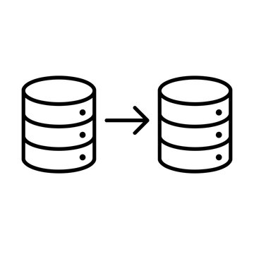 Data migration icon flat outline in black