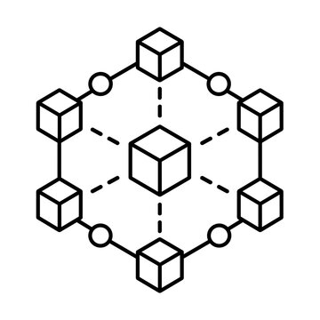 Decentralized icon flat outline in black