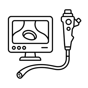 Endoscopy icon flat outline in black