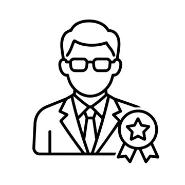 Expert professional icon flat outline in black