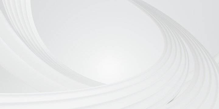 Elegant white swirling background featuring smooth circular layered curves and bright central lighting, perfect for cosmetics, luxury product display, and modern art.