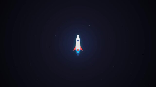 Minimalist Rocket Ship Launch Animation in Dark Space for Startup Concepts