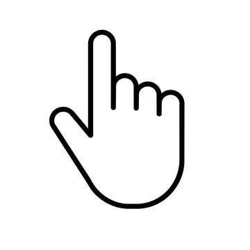 Hand cursor icon flat outline in black