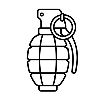 Hand grenade icon flat outline in black