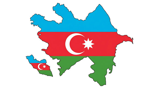 Map of azerbaijan with national flag colors illustration