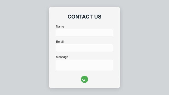 Contact Us Form Animation with Name Email and Message Fields