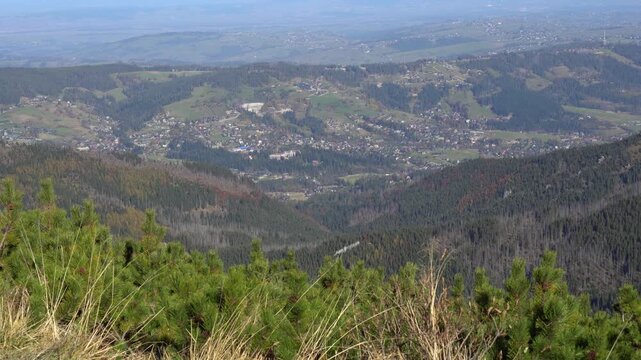 Podhale towns and foothills viewed from Western Tatras