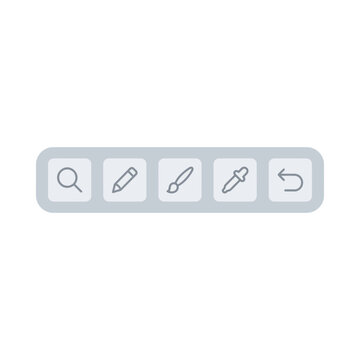 Minimalist graphic design software editing tool interface icons on a floating toolbar