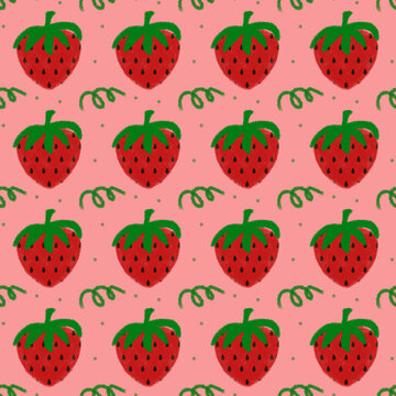 seamless pattern with strawberries, suitable for textile design, wallpaper, backdrop, background