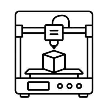 3D printer icon flat outline in black