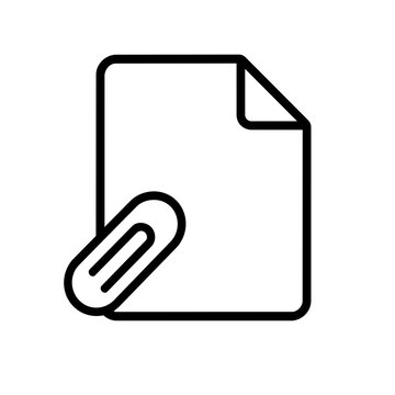Attach document icon flat outline in black