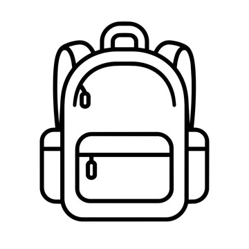 Backpack icon flat outline in black