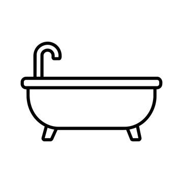 Bath tub icon flat outline in black