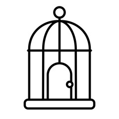 Fototapeta premium Bird cage icon flat outline in black