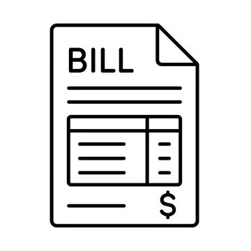 Bill icon flat outline in black