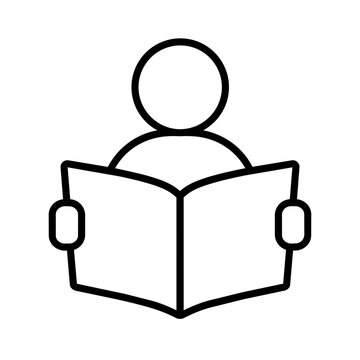 Book open reader icon flat outline in black