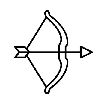 Bow arrow icon flat outline in black