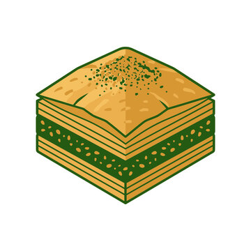 Traditional Turkish baklava pastry vector illustration.
