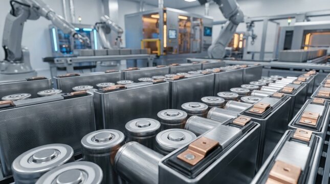Electric vehicle battery cells manufacturing in high-tech factory