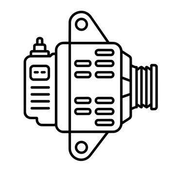 Car alternator icon flat outline in black