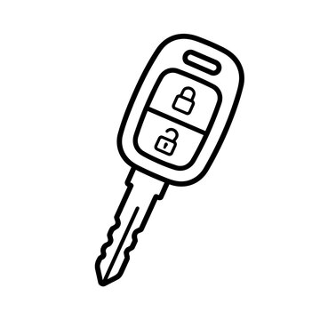 Car Key icon flat outline in black