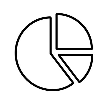 Chart pie icon flat outline in black
