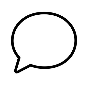 Chat bubble icon flat outline in black