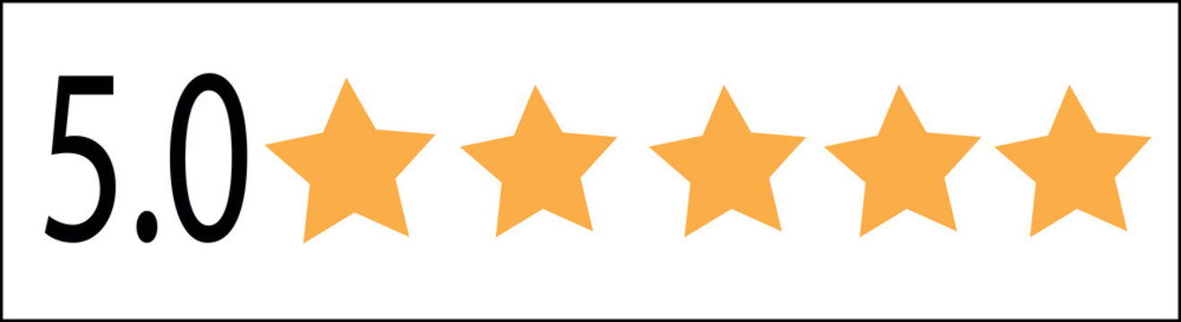 Five stars icon Vector. Five stars customer product rating review flat icon for apps and websites. eps 10