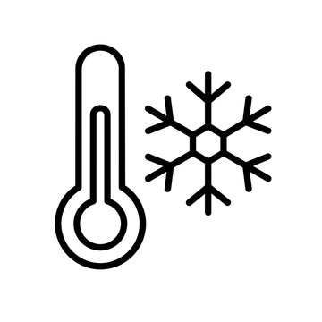 Cold icon flat outline in black