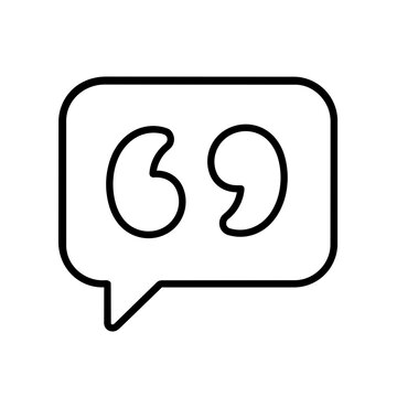 Comment quote icon flat outline in black