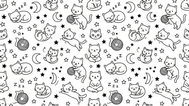 Seamless pattern of hand drawn christmas holiday themed doodles