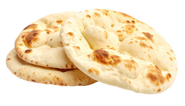 a pile of fresh naan isolated on transparent background