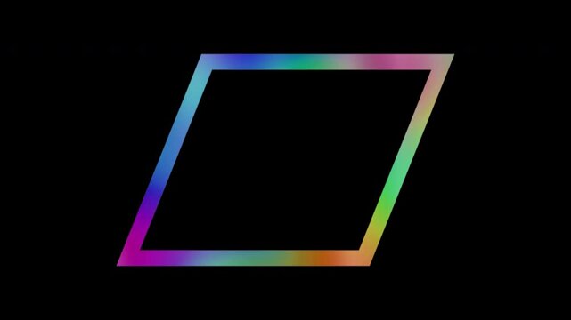 Colorful abstract patterns of outline a sharp parallelogram shape, alpha channel, looping