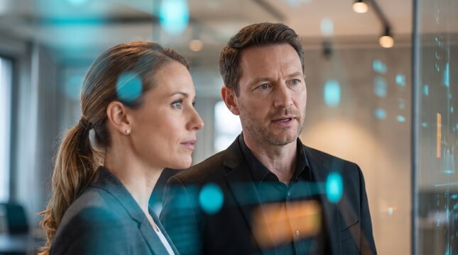 Business partners viewing digital data