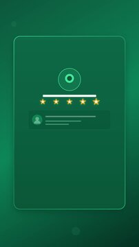Minimalist User Interface Animation with Star Rating and Profile Review