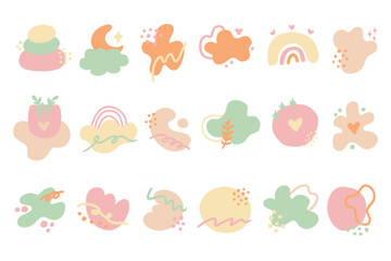 Fototapeta premium Cute Abstract Organic Shapes in Pastel Colors