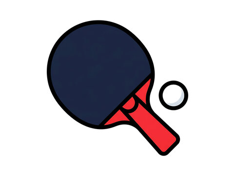 Table Tennis Paddle and Ping Pong Ball Vector Illustration