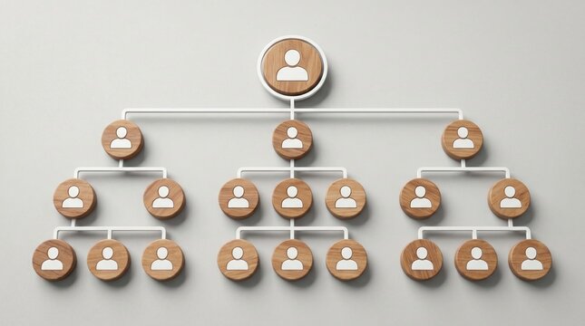 Corporate organizational chart showing business hierarchy and management structure with hierarchy management business