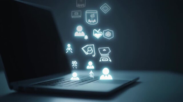 Laptop Remote Learning Icon Background