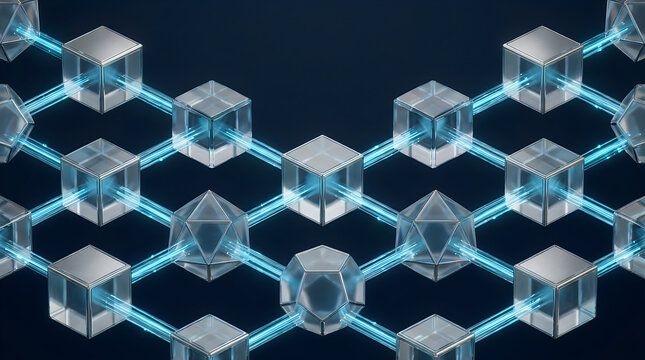 Geometric blue hexagon pattern with light effects