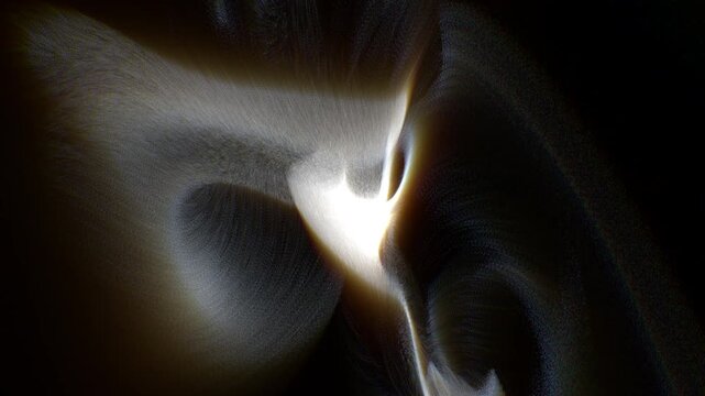 Abstract Glowing Swirling Particle Texture.Luminous abstract graphic, bright central light source with swirling translucent particle structures on dark background.