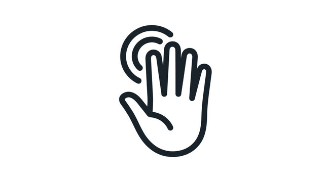 Minimalist vector illustration depicting a simple hand gesture icon featuring smooth lines and clean bold strokes