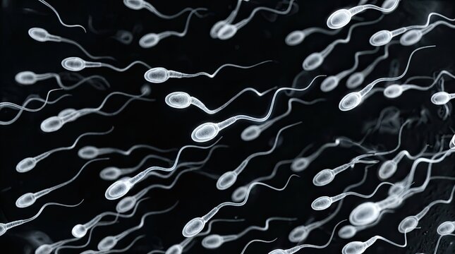 Microscopic View of Human Sperm Cells Swimming