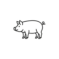 Obraz premium Simple black and white line drawing of a cute pig character.