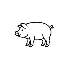 Obraz premium Simple black and white line drawing of a cute piglet.