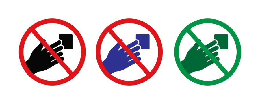 No Hand Touching and Hand Hygiene Warning Symbols Set