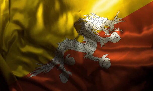 Bhutan FLag Waving Realistic video 4K