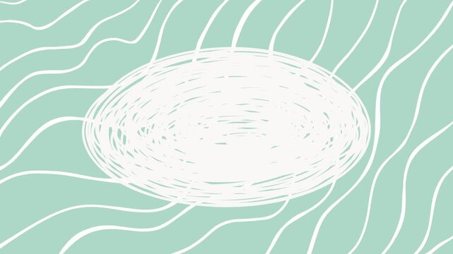 Animated scribble oval frame on mint green wavy lines background seamless loop. Seamless hand-drawn motion graphic texture providing video copy space for titles, banners, and creative media projects.