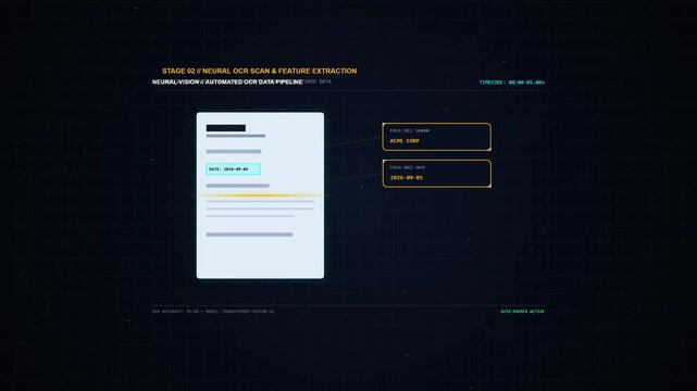 Digital screen displays data processing steps. File interface shows stages in analysis. Progress bar indicates ongoing conversion. Clean, modern UI suggests advanced software