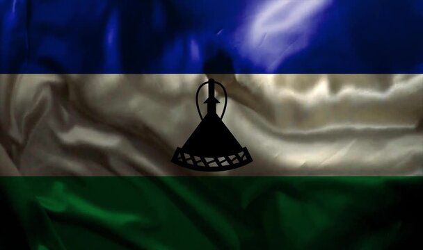 Lesotho FLag Waving Realistic video 4K